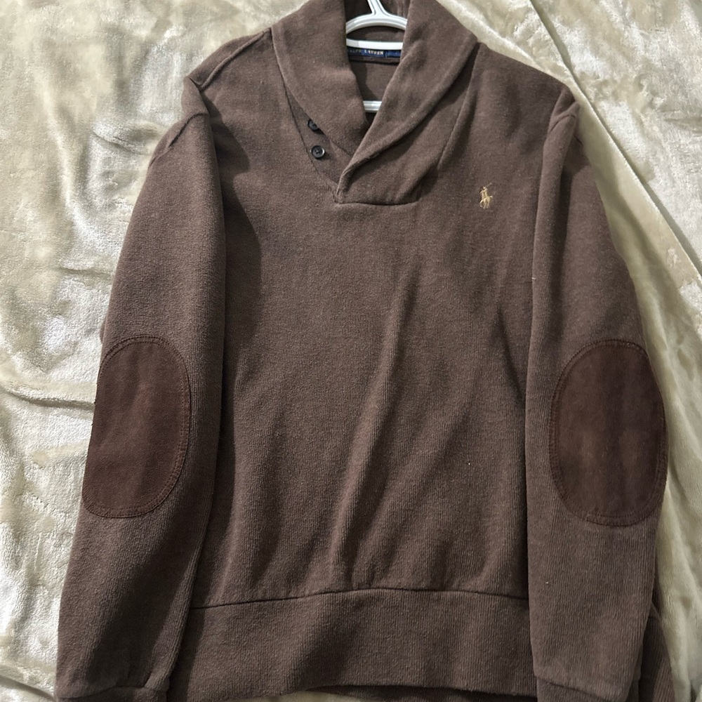 Ralph Lauren Brown Turtleneck Sweater with Elbow Patches